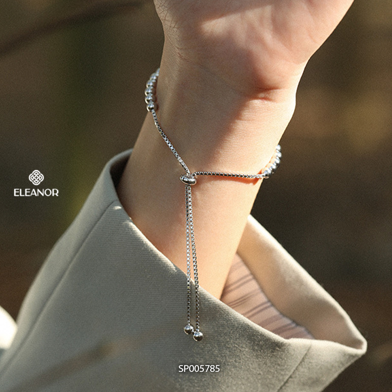 Vòng tay nữ dây rút bạc 925 Eleanor Accessories dạng chuỗi hạt basic phụ kiện trang sức 5785