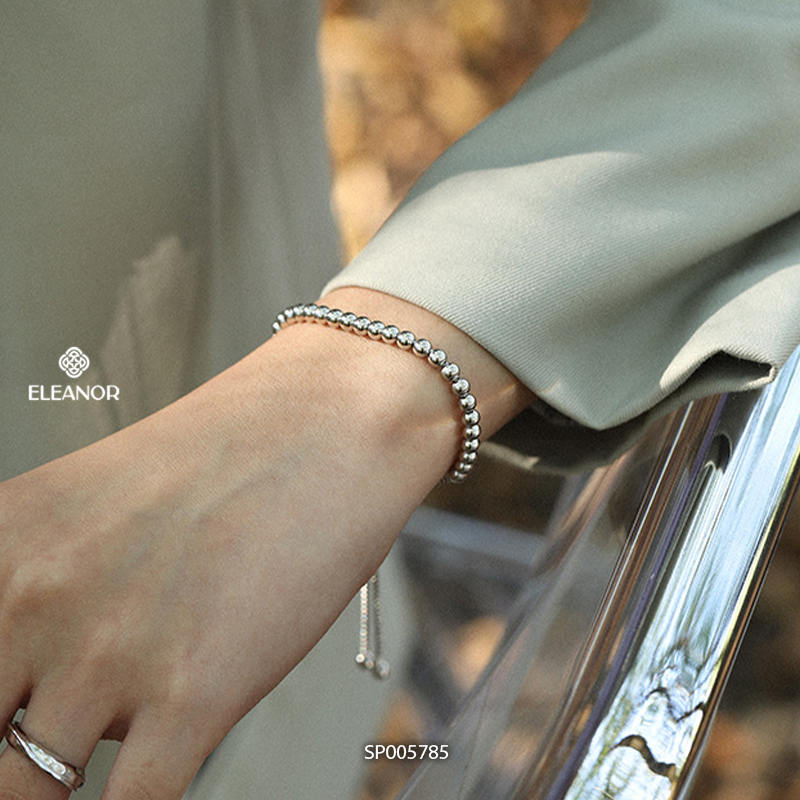 Vòng tay nữ dây rút bạc 925 Eleanor Accessories dạng chuỗi hạt basic phụ kiện trang sức 5785
