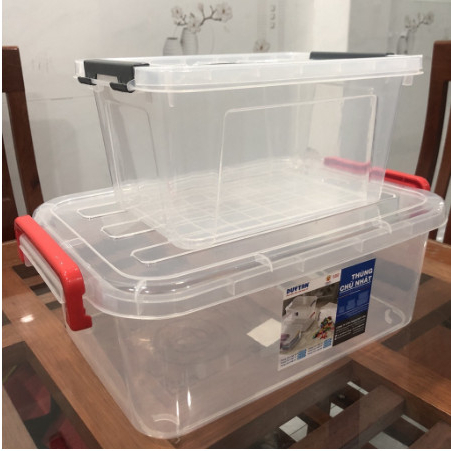 Thùng Nhựa 5000ml  Trong Suốt Đựng Đồ Đa Năng có Quai Xách - Kích thước thùng : 28 cm - 20 cm - 14.5 cm