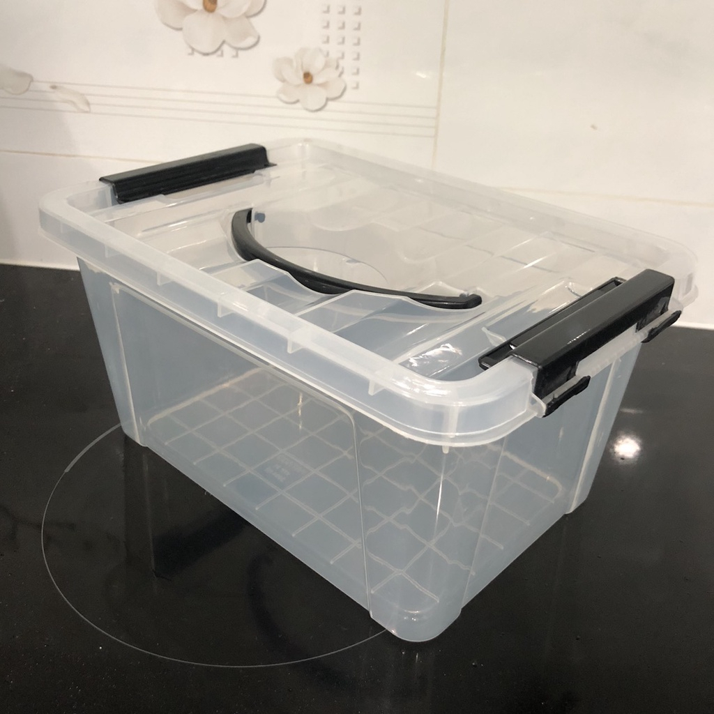 Thùng Nhựa 5000ml  Trong Suốt Đựng Đồ Đa Năng có Quai Xách - Kích thước thùng : 28 cm - 20 cm - 14.5 cm