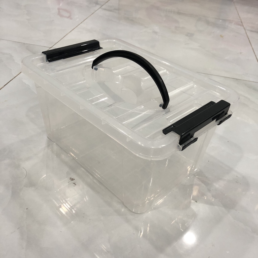 Thùng Nhựa 5000ml  Trong Suốt Đựng Đồ Đa Năng có Quai Xách - Kích thước thùng : 28 cm - 20 cm - 14.5 cm