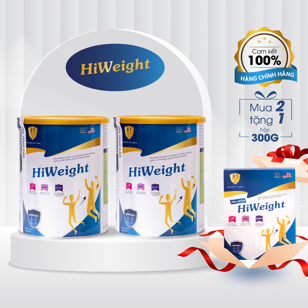 Combo 2 hộp sữa non tăng cân Hoa Kỳ HiWeight hộp 650g - Mua 2 tặng 1 hộp nhỏ