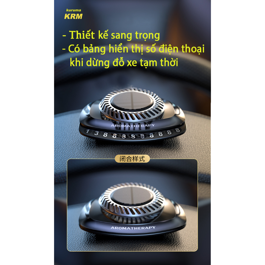 Máy khuếch tán tinh dầu xe ô tô AROMATHERAPY cao cấp tự động xoay bằng năng lượng mặt trời giúp khử mùi oto chống say xe | BigBuy360 - bigbuy360.vn