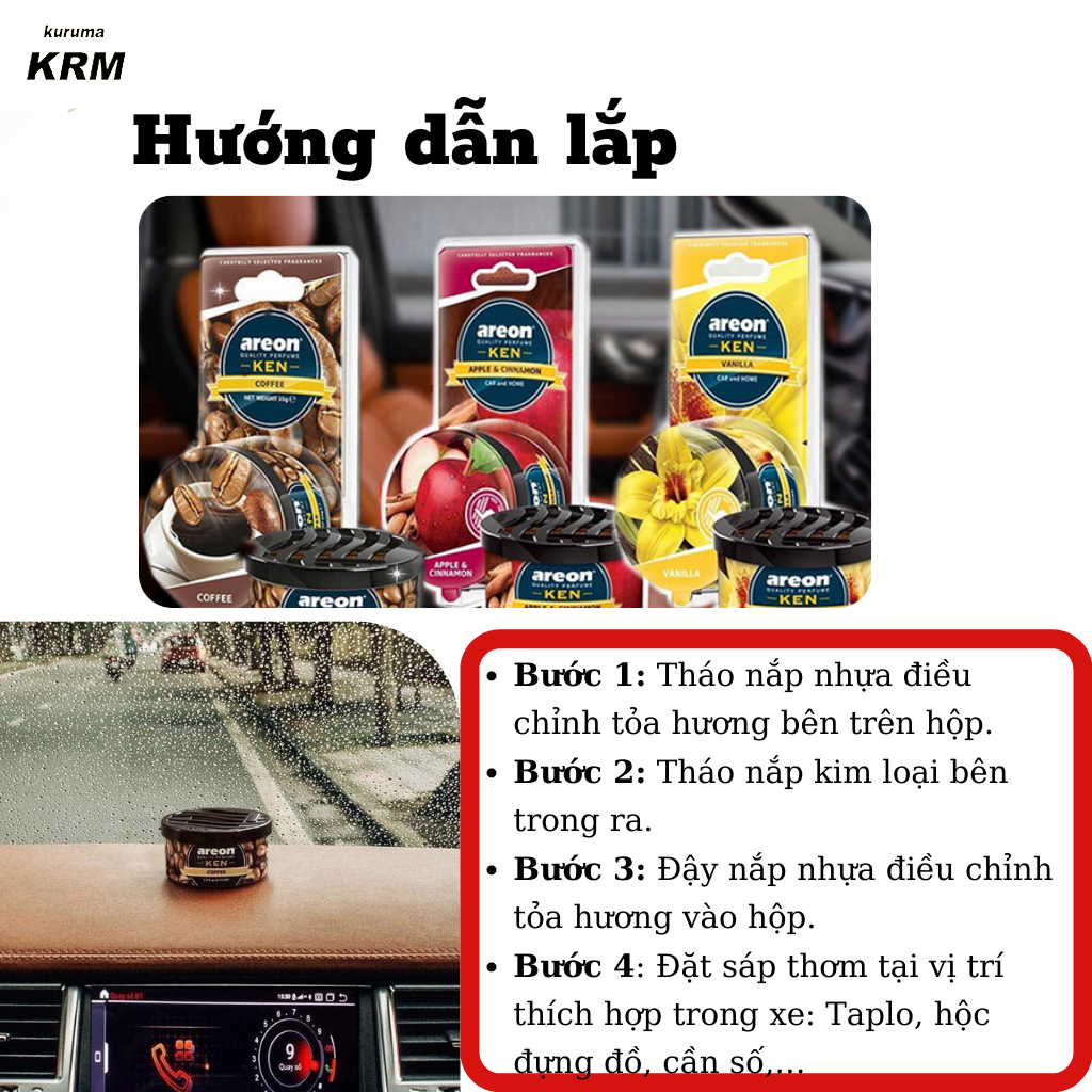 Sáp thơm xe ô tô AREON KEN cao cấp chính hãng giúp lọc không khí khử mùi ôtô, chống say xe mang đến cảm giác thoải mái | BigBuy360 - bigbuy360.vn