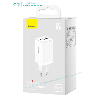Sạc Nhanh Baseus GaN5 Pro 65W 3 cổng - Tặng kèm Cáp C to C 100W - Top 1 bán chạy - TKDSTORE