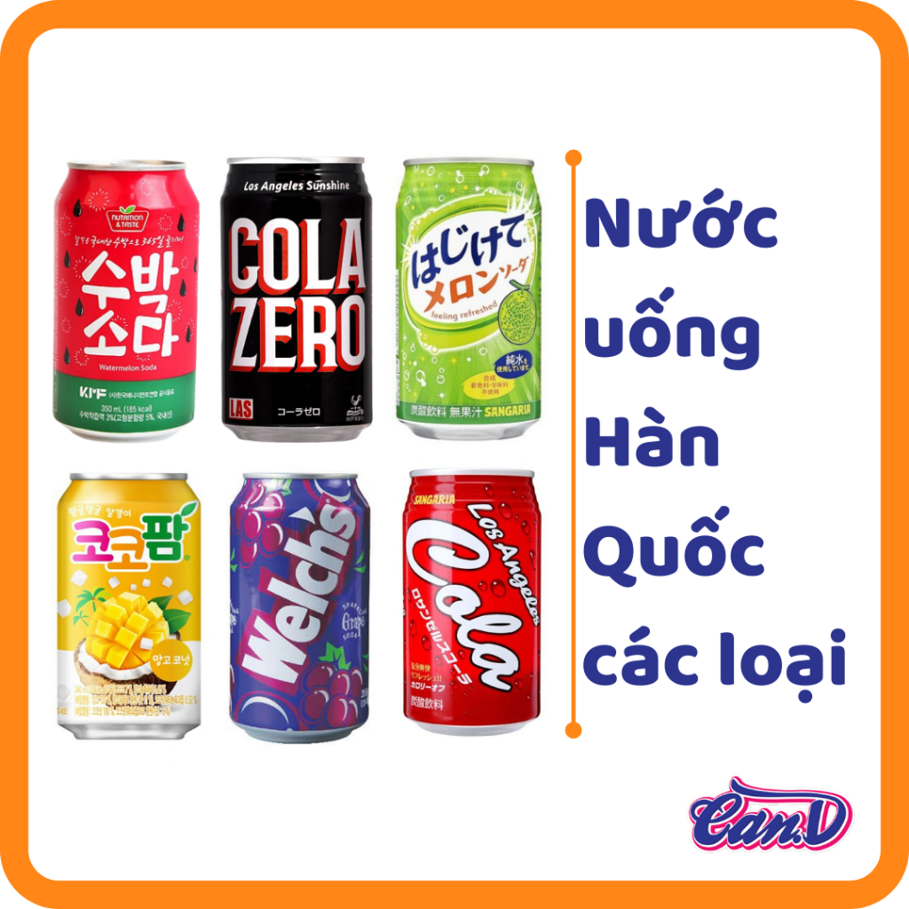 Nước uống Hàn Quốc các loại SFC, Chupa Chups, Welch's, Coca Cola, Sangaria, Monster