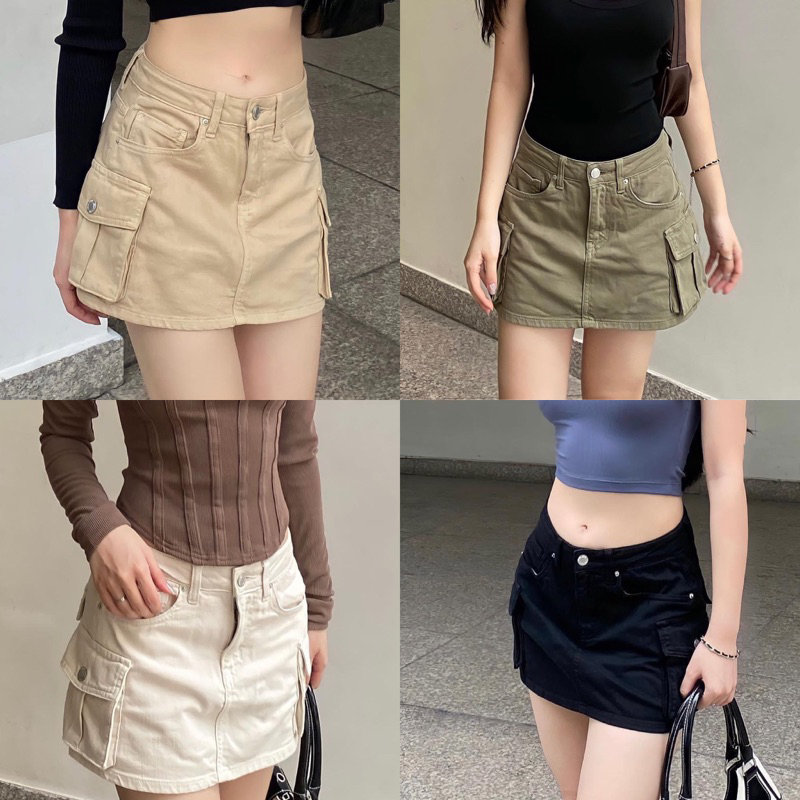 Quần Váy Túi Hộp Jean Siêu Chất