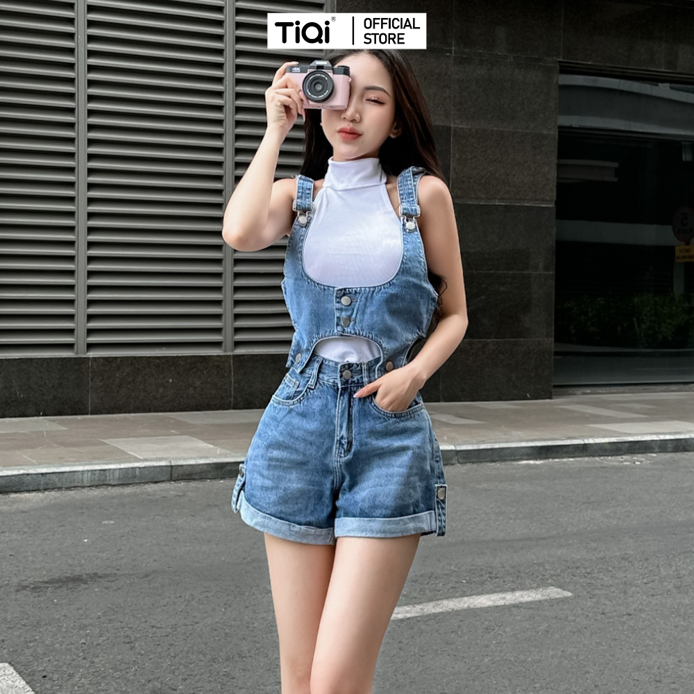 [Mã FATREND2810 giảm đến 30k tối đa 99k] Set Yếm Quần Short Kaki Jean TiQi Jeans Y1-493