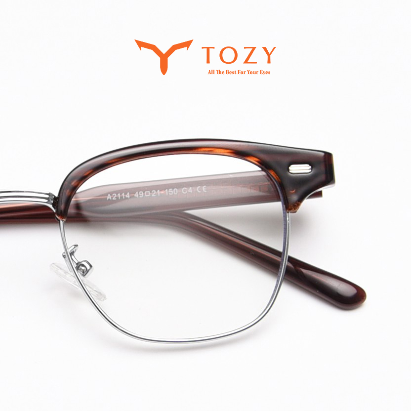 Gọng kính cận thời trang chính hãng TOZY dáng Clubmaster tròn unisex nam nữ - 2114