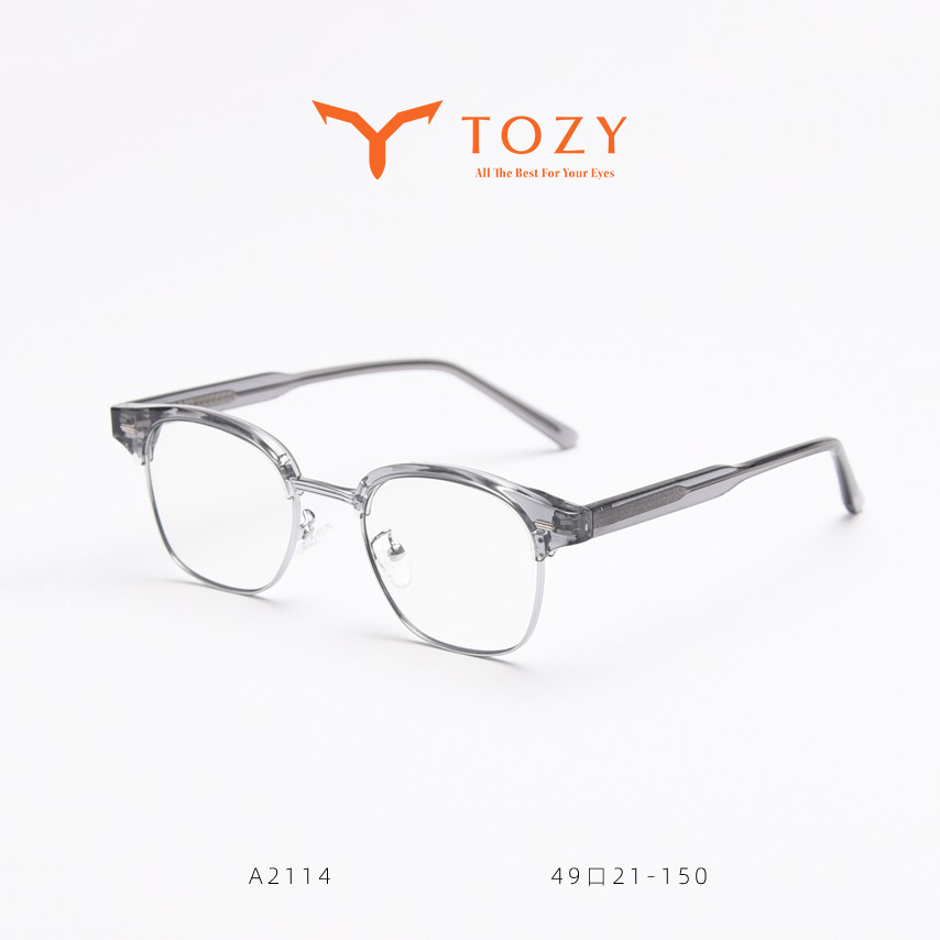 Gọng kính cận thời trang chính hãng TOZY dáng Clubmaster tròn unisex nam nữ - 2114