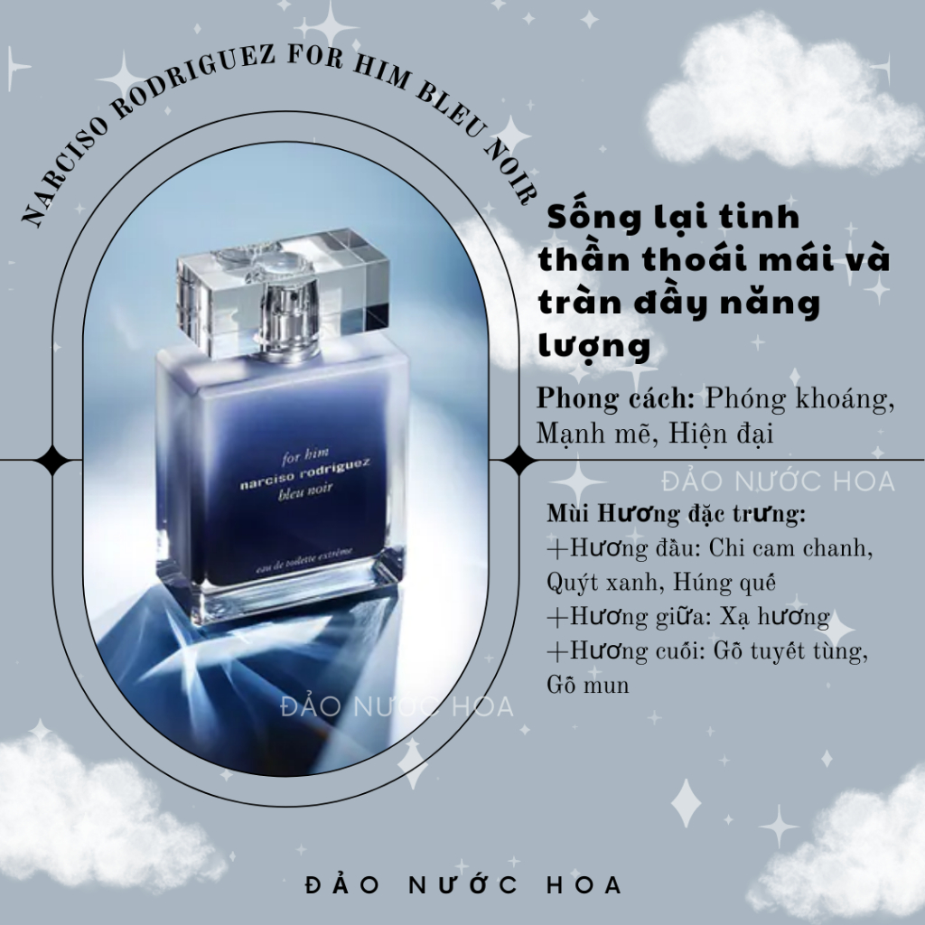 Nước hoa Na.rci.so Ro.drigu.ez for Him Bleu Noir 10ml nam tính nước hoa mạnh mẽ hiện đại đảo nước hoa - A68