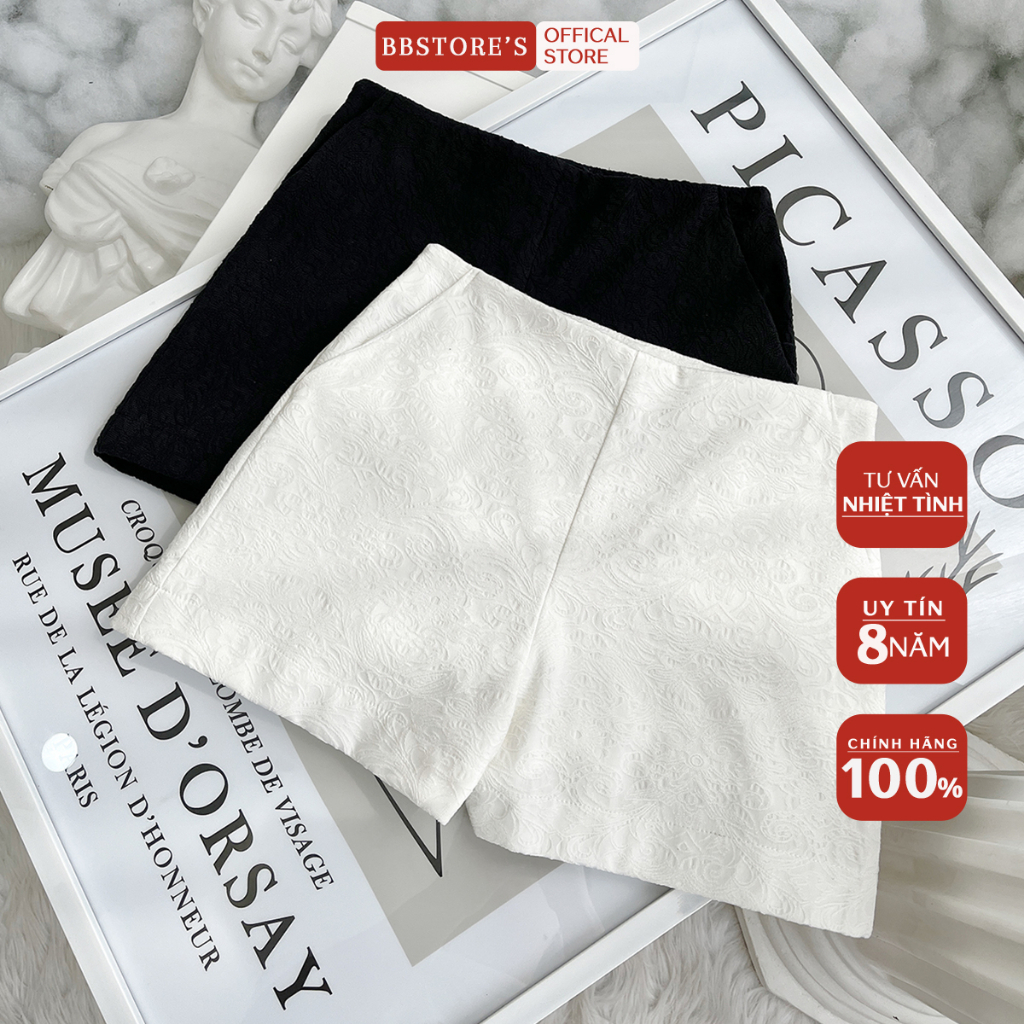 BBSTORE'S Quần Short Nữ Lưng Cao Hai Túi Họa Tiết -Q1940S