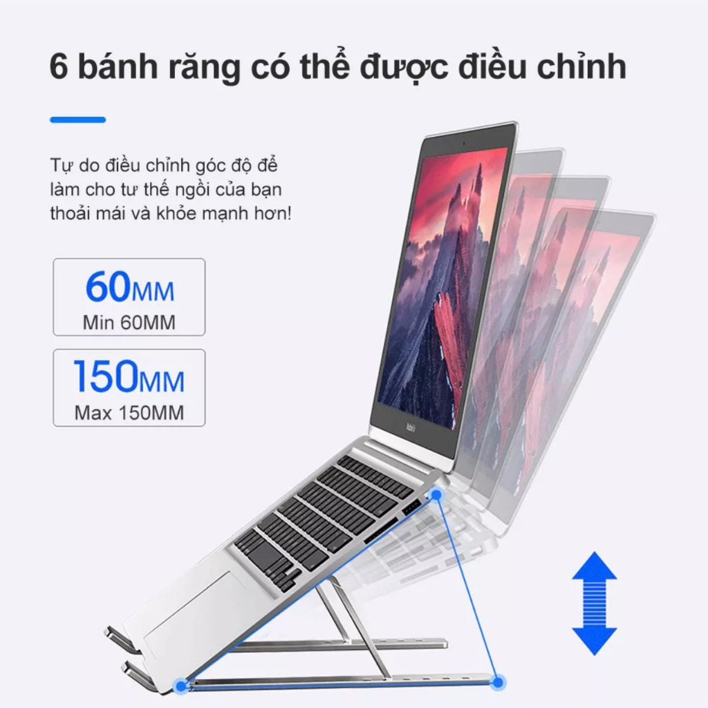 Giá đỡ LapTop MacBook Ipad bằng Nhôm điều chỉnh độ cao, đế tản nhiệt Công thái học bản nâng cấp 3astore