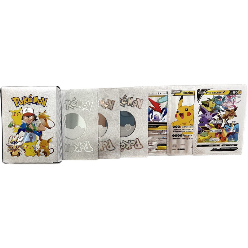Set Thẻ bài  Pokemon cầu vồng - mạ vàng - mạ bạc - kim cương - đen 55 lá/10 lá