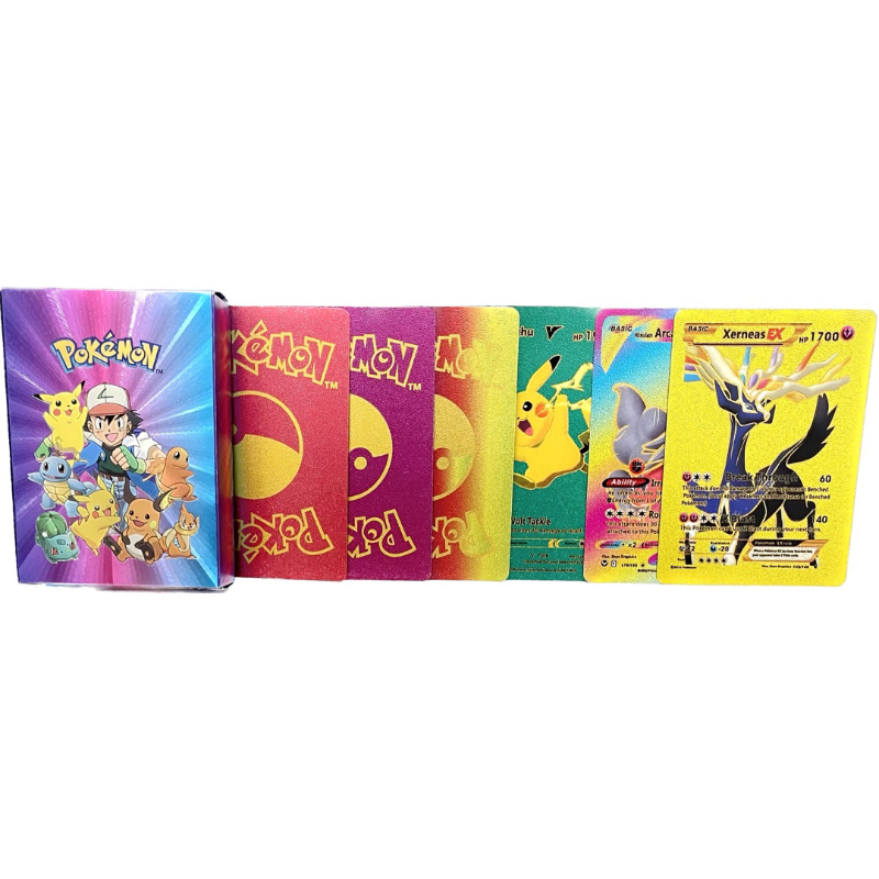 Set Thẻ bài  Pokemon cầu vồng - mạ vàng - mạ bạc - kim cương - đen 55 lá/10 lá