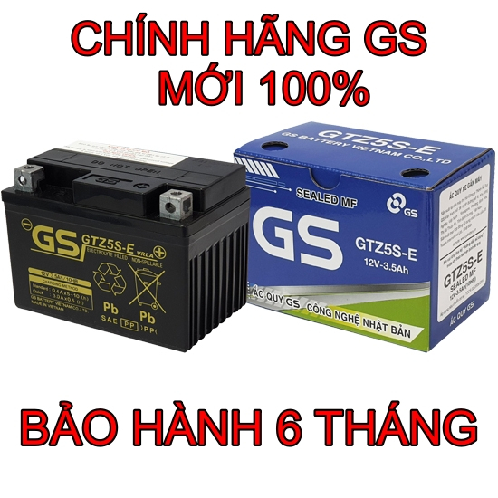 Bình ắc quy GS GTZ5S-E 12V3.5AH cho xe máy Honda, Yamaha, Suzuki - Mới 100%, nói không với hàng tái sử dụng
