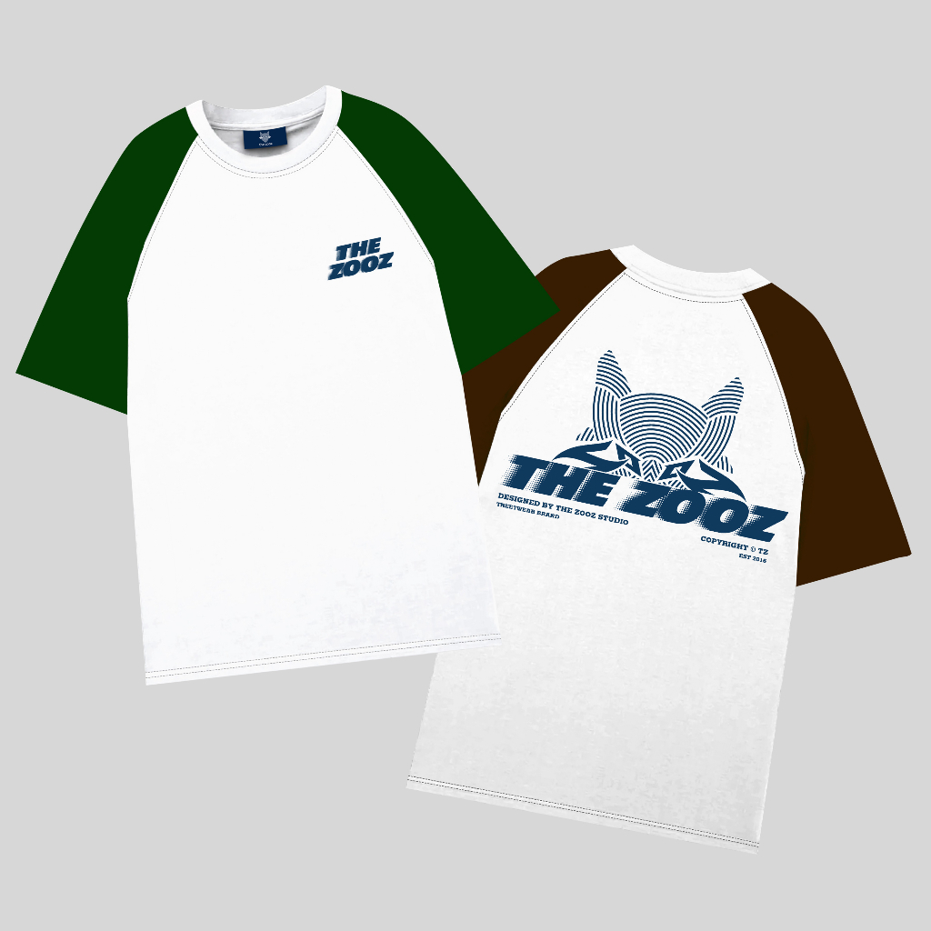 Áo thun RAGLAN tay lỡ oversized phối tay THE ZOOZ nam nữ unisex form rộng 100% cotton 255 gram TZ WOLFHEAD
