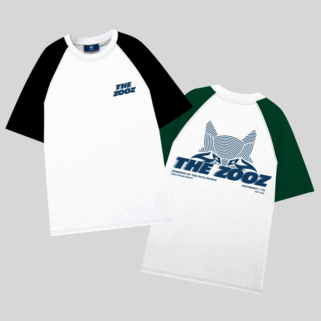 Áo thun RAGLAN tay lỡ oversized phối tay THE ZOOZ nam nữ unisex form rộng 100% cotton 255 gram TZ WOLFHEAD