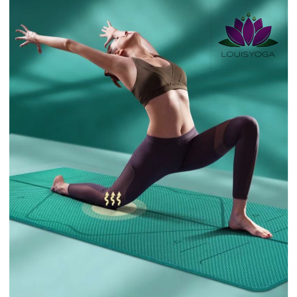 Thảm tập yoga TPE 1 lớp hàng loại 1 có định tuyến hãng Louis Yoga - Tặng kèm túi đựng thảm cao cấp