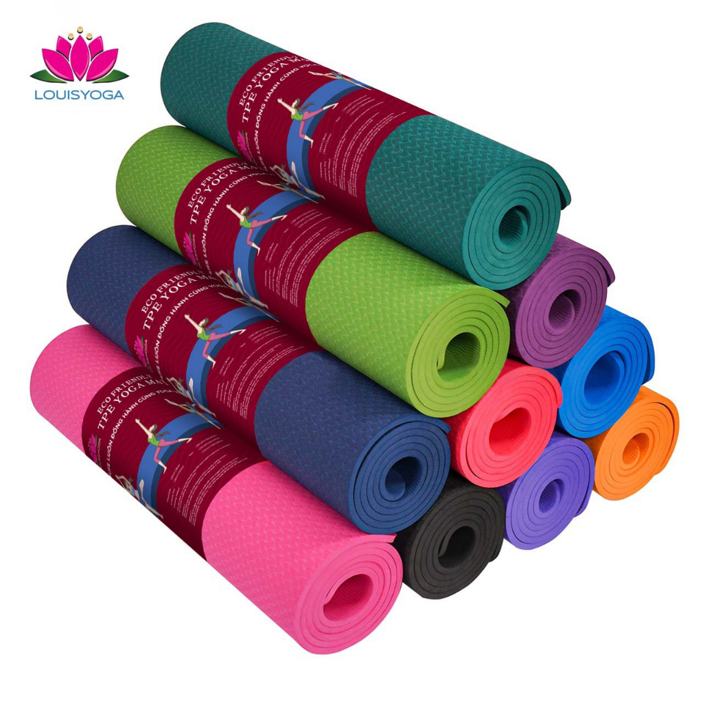 Thảm tập yoga TPE 1 lớp hàng loại 1 có định tuyến hãng Louis Yoga - Tặng kèm túi đựng thảm cao cấp