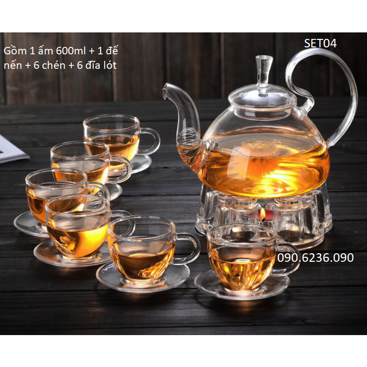 Bộ ấm trà thủy tinh Zeno SET04