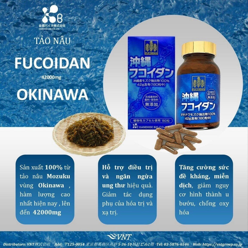 Fucoidan Okinawa Nhật Bản - Tảo nâu Fucoidan 42000mg - 180 viên