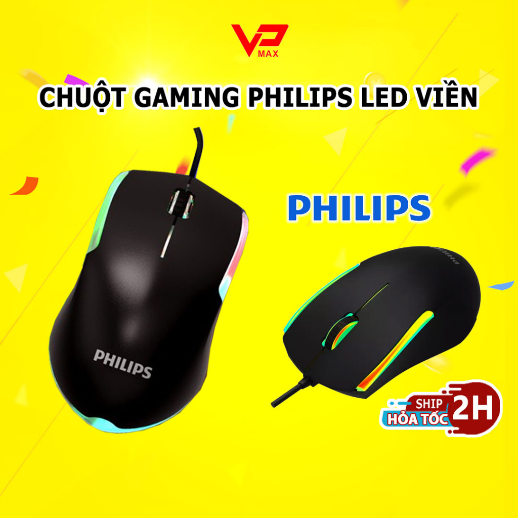 Chuột máy tính laptop Philips RGB tặng lót chuột  Fotech Vking M132 Manhattan dùng cho văn phòng chơi game