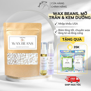 Combo sáp wax lông wax beans tẩy lông cao cấp, mỡ trăn và kem dưỡng giảm đau sau wax
