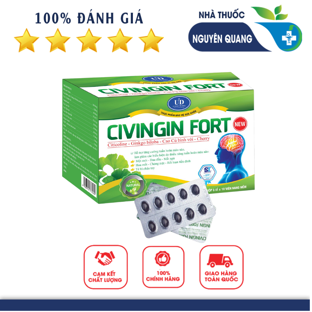 Đặc tính sản phẩm Viên Uống Civingin Fort - Tăng Cường Tuần Hoàn Máu Não, hỗ Trợ Giấc Ngủ Ngon Hộp 60 Viên