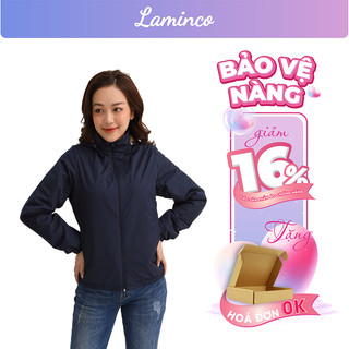 Áo khoác gió lót lông cừu nữ có mũ mùa đông form rộng chống nước cản bụi LAMINCO v85