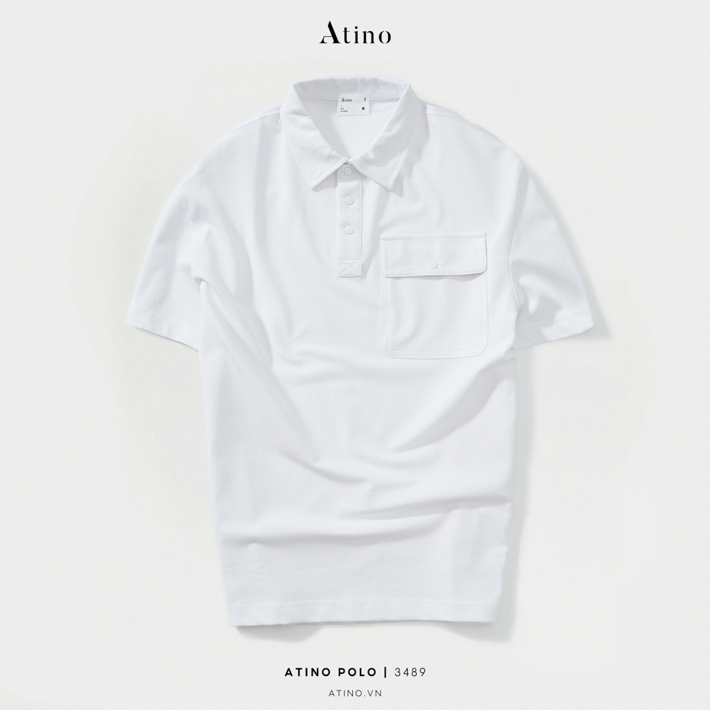 Áo Polo Nam Túi Ngực ATINO Chất Liệu Cotton Cao Cấp Thoáng Mát Form Regular PL3.3489