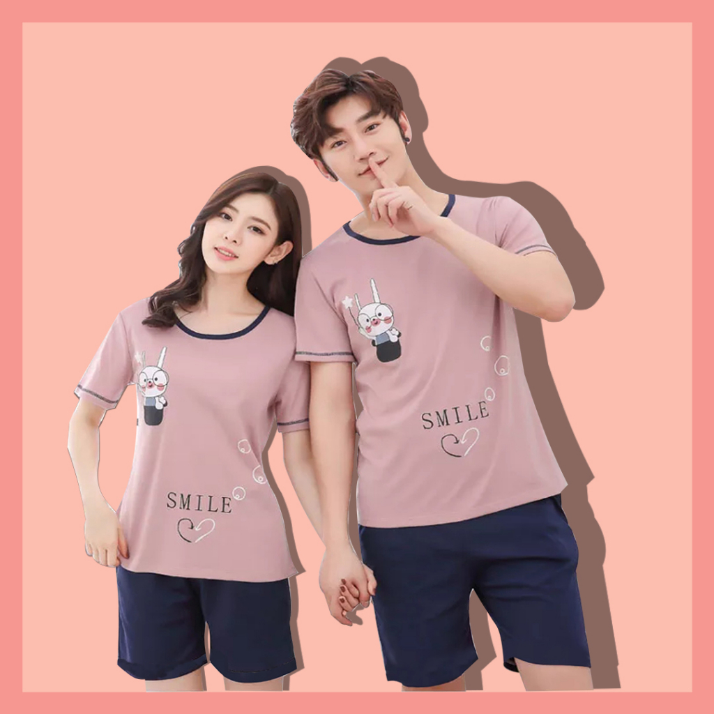 Đồ đôi nam nữ thun cotton, Đồ bộ đôi nam nữ in hình dễ thương, Đồ ngủ cặp đôi Hàn Quốc mã DB04