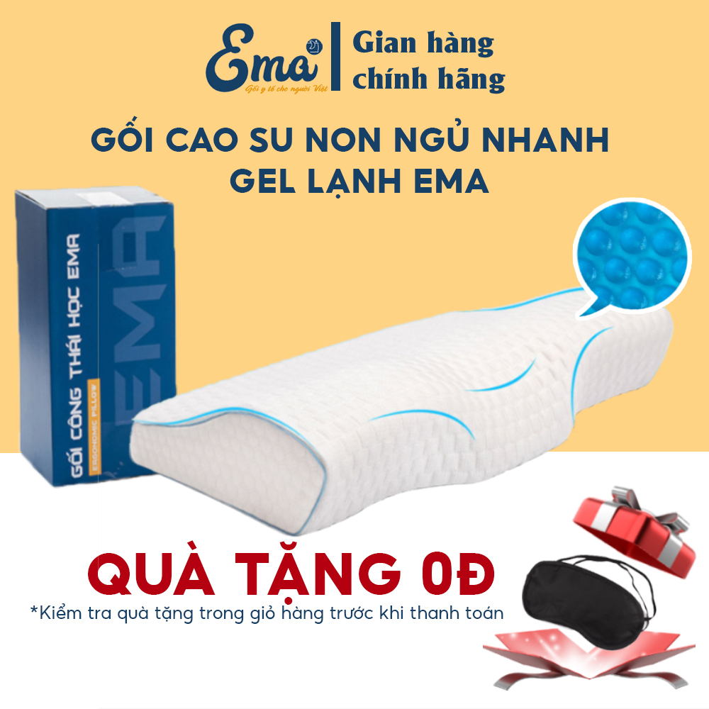 Gối ngủ cao su non Gel lạnh Ema - Thiết kế chống đau cổ vai gáy, hỗ trợ ngủ nhanh