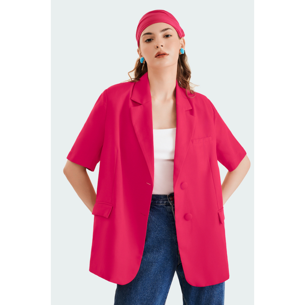 Áo blazer nữ Áo vest tay ngắn nữ MARC FASHION phối túi giả trẻ trung CBNH112822