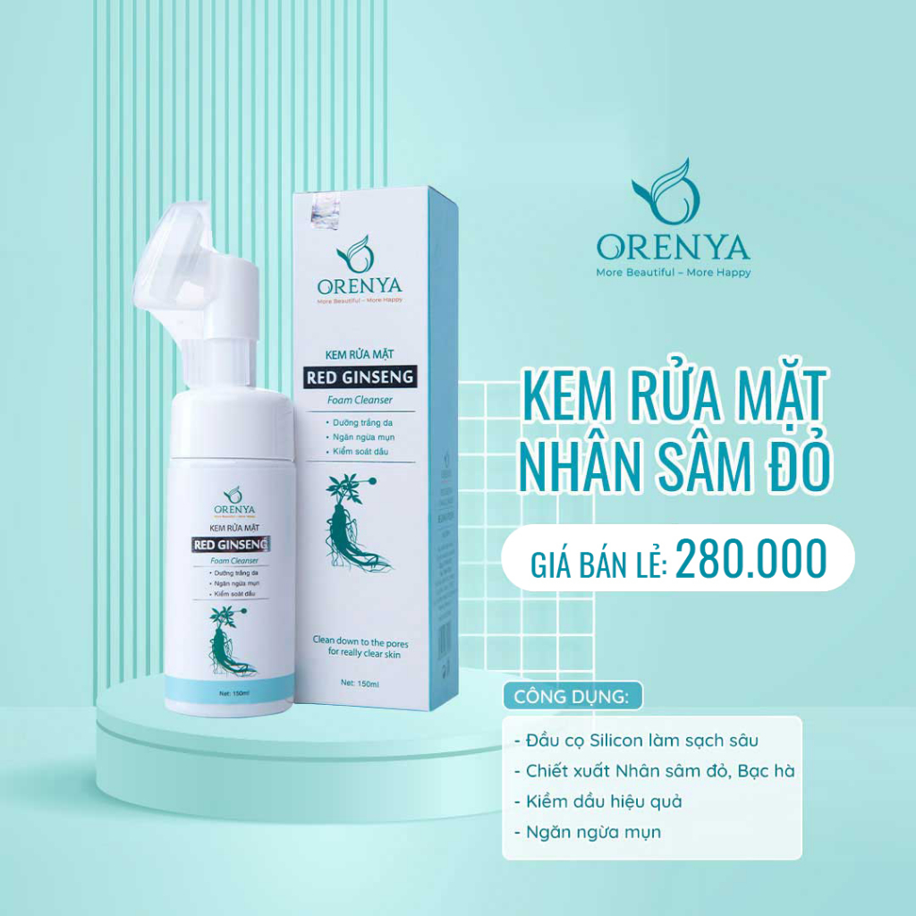 Kem rửa mặt nhân sâm đỏ Hàn Quốc Red Ginseng Orenya 150ml