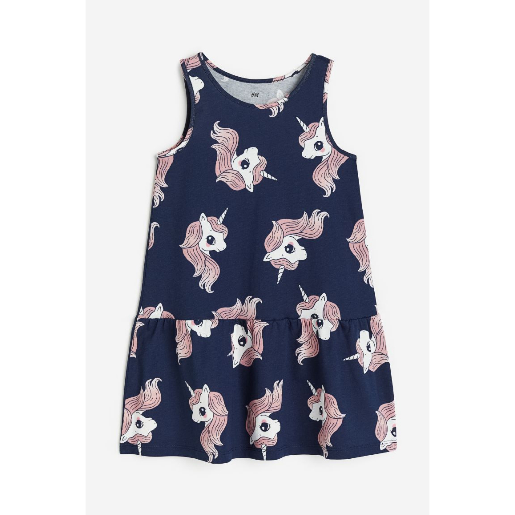 Váy hạ eo sát nách hoa xanh unicorn 1157735010 HM H&M_authentic US