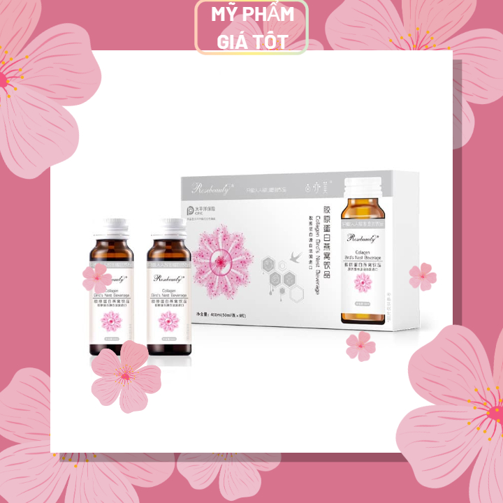 Collagen Yến Rose Beauty, Collagen Yến Trắng Da Hộp 8 chai