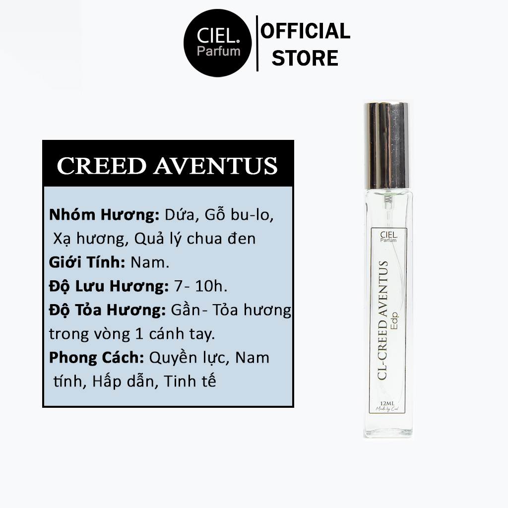Nước hoa nam cao cấp CL CREED AVENTUS Edp chính hãng CIEL Parfum phong cách quyền lực, nam tính, hấp dẫn, tinh tế