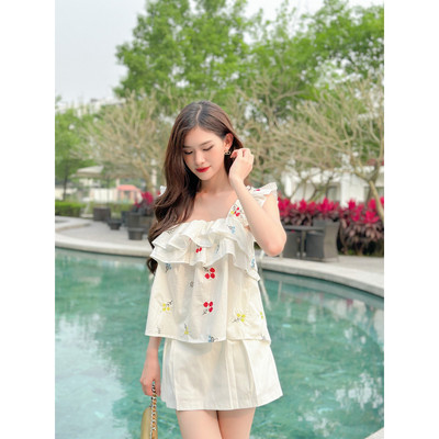 YU CHERRY | Áo thiết kế nữ 2 tầng tay bèo Mona Cami Top YA455