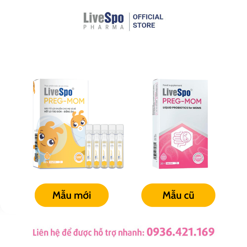 Combo 1 Livespo NAVAX chuyên dụng giảm viêm mũi và 1 LiveSpo PREGMOM giảm táo bón, biếng ăn cho trẻ - Hộp 20 ống x 5ml