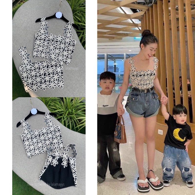 Áo ren 2 dây hoa lưng chun 2 màu (kèm ảnh thật và video)