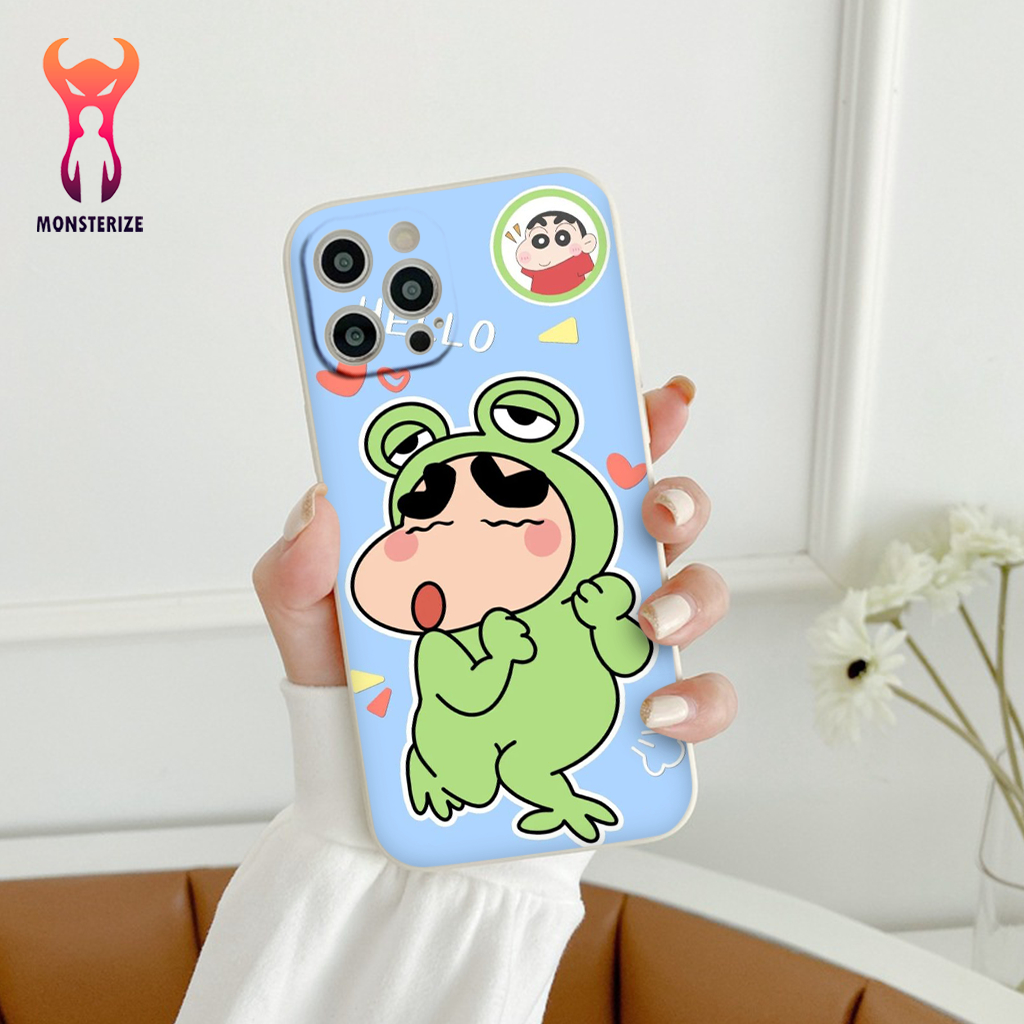 Ốp lưng cạnh vuông bảo vệ camera hình cu Shin ếch xanh cho iphone 6/8/7/plus/x/xr/xsmax/11/12/13/14 pro max - e7226b