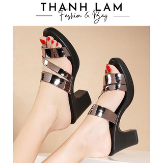 Dép nữ đế xuồng quai ngang lấp lánh cao 5 phân và 7 phân