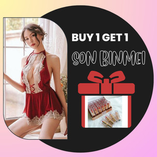 Váy ngủ phi lụa/ satin cổ yếm phối ren hở lưng gợi cảm