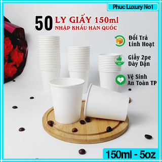 50 chiếc ly giấy dùng 1 lần 150ml - 5oz cốc giấy nhập khẩu hàn quốc