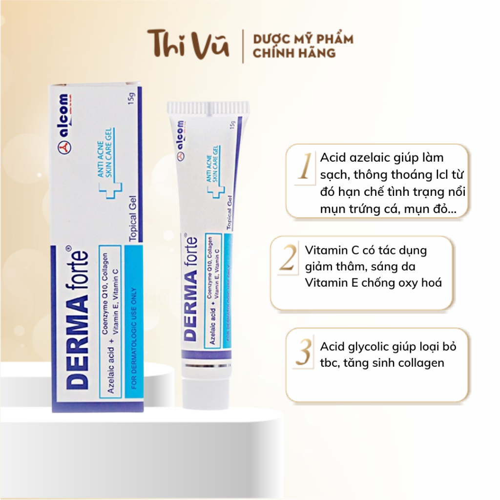 Kem giảm mụn Derma Forte Gel 15g Ngừa Mụn Thâm,Trứng Cá, Ẩn, Đầu Đen