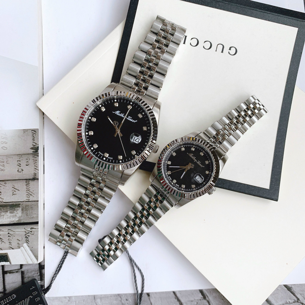 Đồng hồ đôi nam nữ dây thép Mathey Tissot H710AN Và D810AN