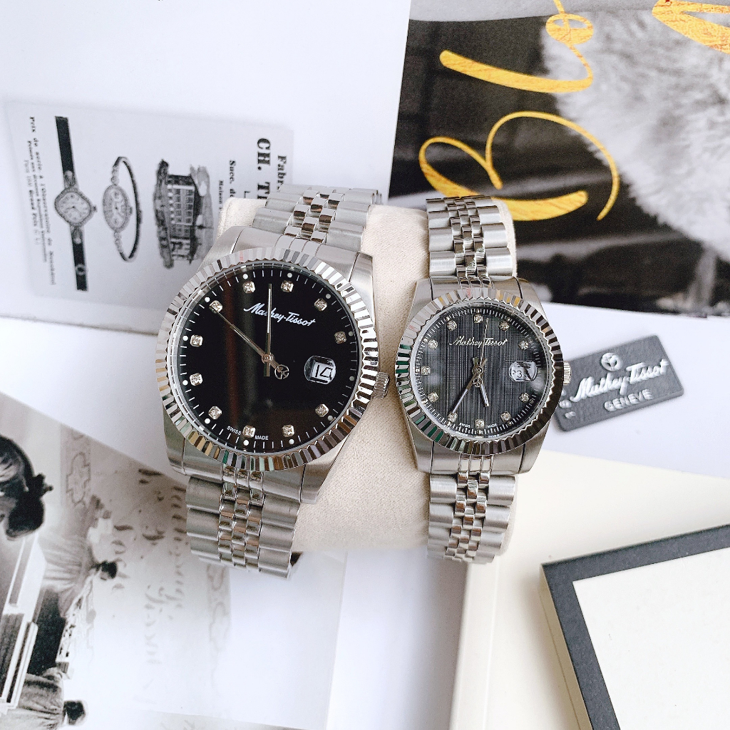 Đồng hồ đôi nam nữ dây thép Mathey Tissot H710AN Và D810AN