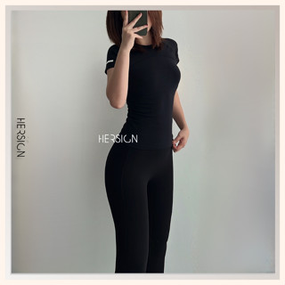 Đồ tập gym nữ Set đồ tập yoga nữ Áo thể thao ngắn tay Quần legging dài HERSIGN-SMIXA13L27