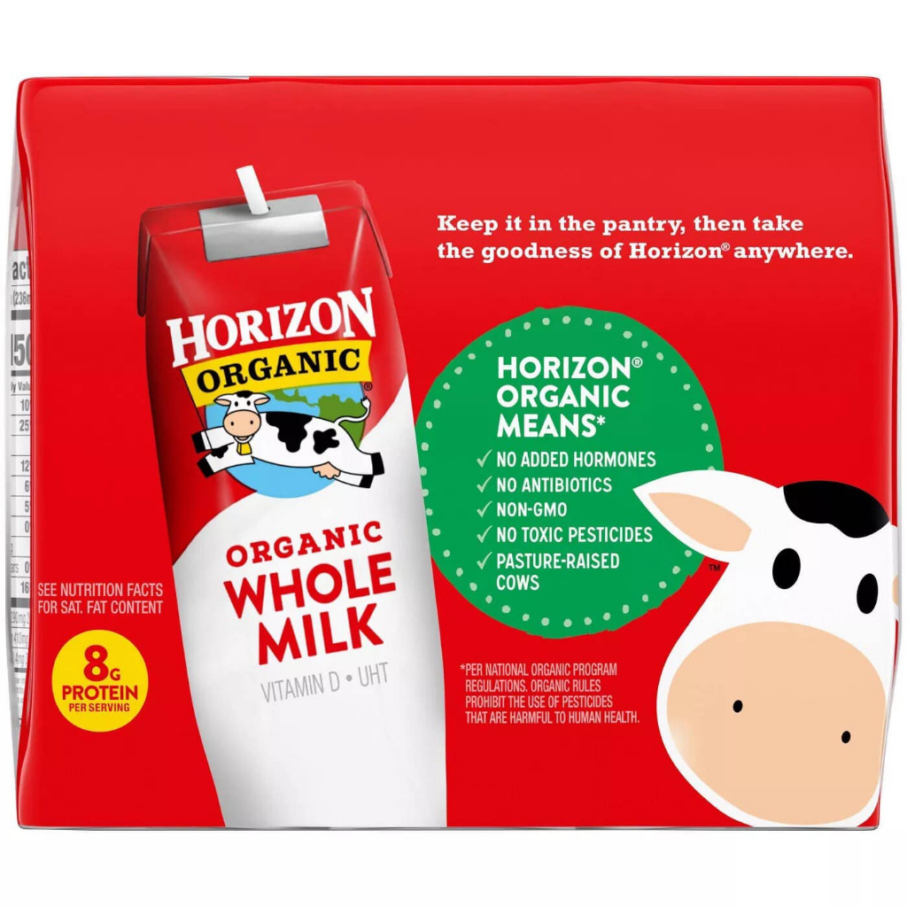 Thùng 12 Hộp Sữa Nước Horizon Organic Mỹ Whole Milk 236ml x 12 hộp